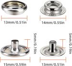 160 pcs snap Buttons,snap Fasteners kit 15mm Stainless Steel Snaps Marine Grade Boat Canvas Snaps,3/8" Socket Metal Snaps for Clothing Leather Boat Cover Fabric (Regular) - Image 3